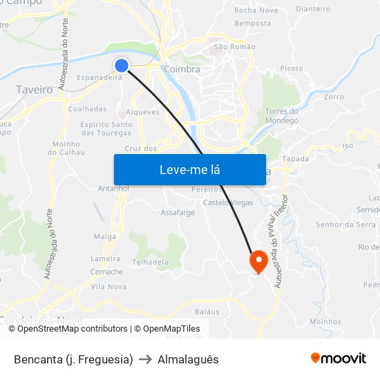 Bencanta (j. Freguesia) to Almalaguês map