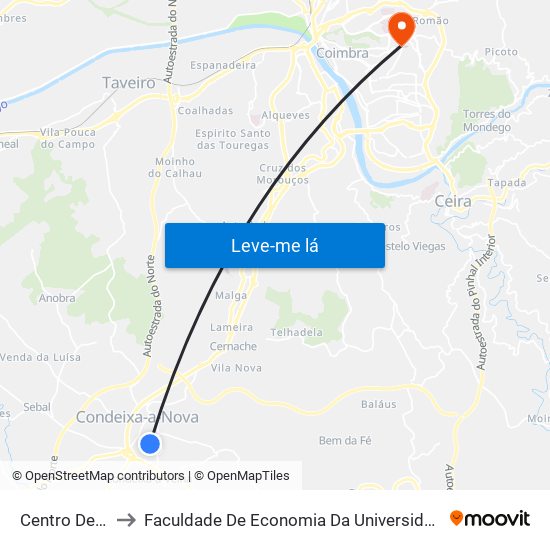 Centro De Saúde I to Faculdade De Economia Da Universidade De Coimbra (Feuc) map