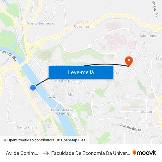 Av. de Conimbriga (smtuc) to Faculdade De Economia Da Universidade De Coimbra (Feuc) map