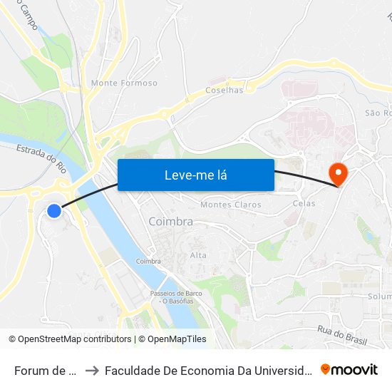 Forum de Coimbra to Faculdade De Economia Da Universidade De Coimbra (Feuc) map