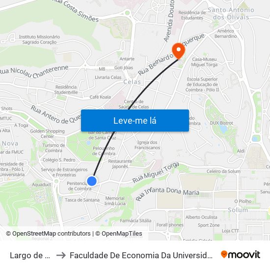 Largo de Santana to Faculdade De Economia Da Universidade De Coimbra (Feuc) map