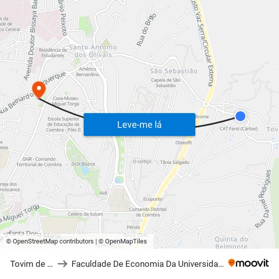 Tovim de Baixo 2 to Faculdade De Economia Da Universidade De Coimbra (Feuc) map