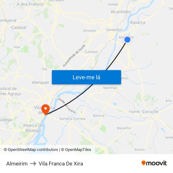 Almeirim to Vila Franca De Xira map