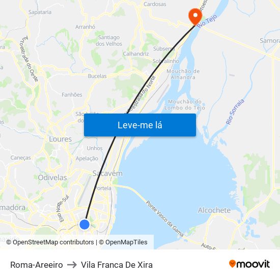 Roma-Areeiro to Vila Franca De Xira map