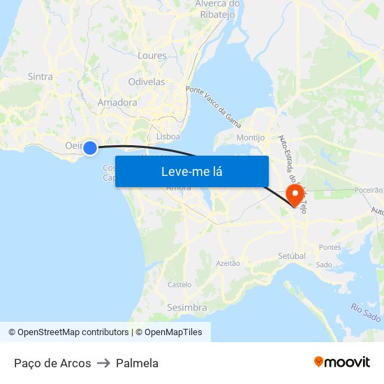 Paço De Arcos to Palmela map