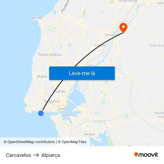 Carcavelos to Alpiarça map