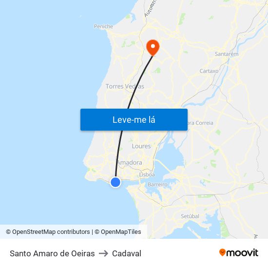 Santo Amaro de Oeiras to Cadaval map