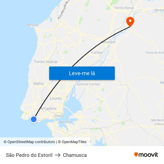 São Pedro Do Estoril to Chamusca map