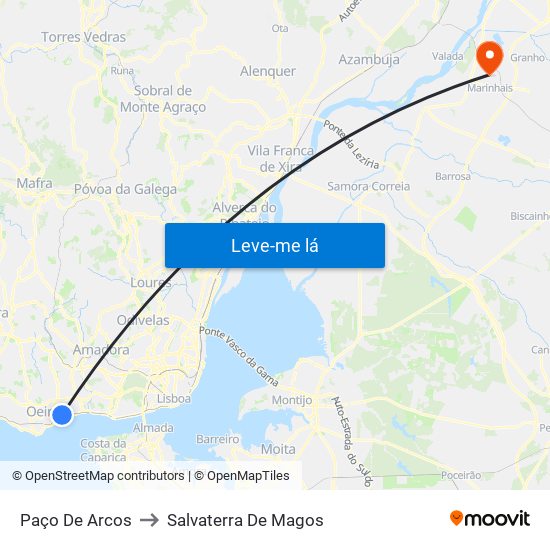 Paço De Arcos to Salvaterra De Magos map