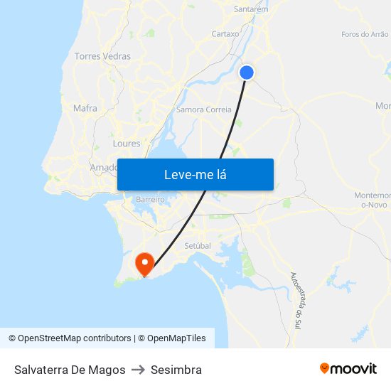 Salvaterra De Magos to Sesimbra map