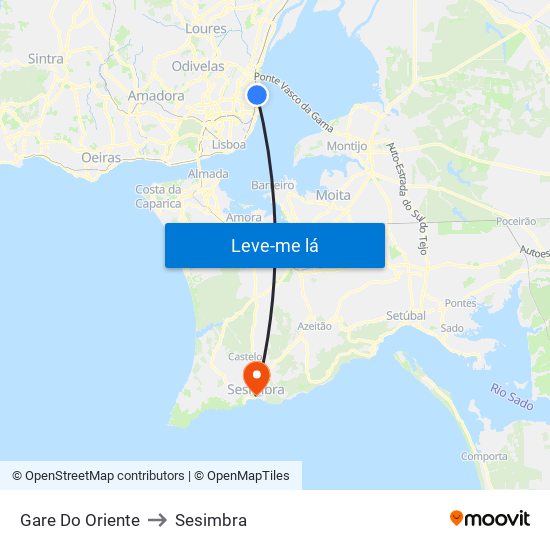 Gare Do Oriente to Sesimbra map