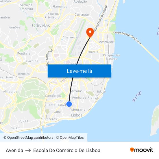 Avenida to Escola De Comércio De Lisboa map