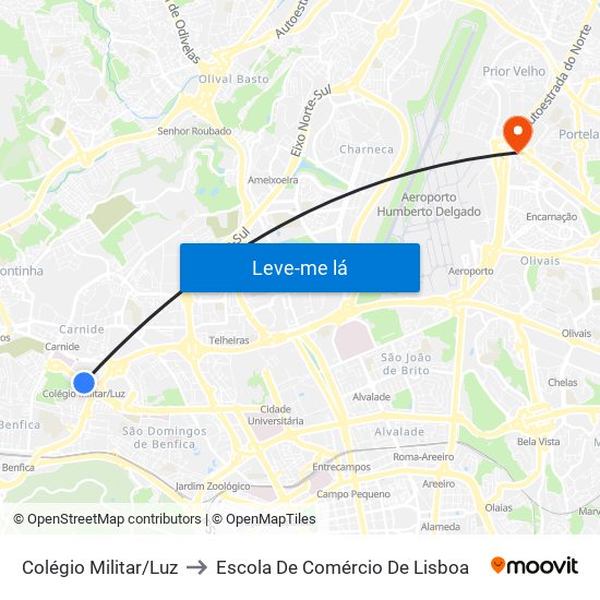 Colégio Militar/Luz to Escola De Comércio De Lisboa map