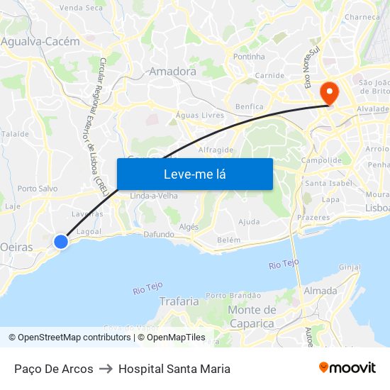 Paço De Arcos to Hospital Santa Maria map