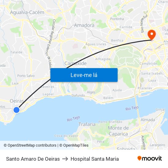 Santo Amaro De Oeiras to Hospital Santa Maria map