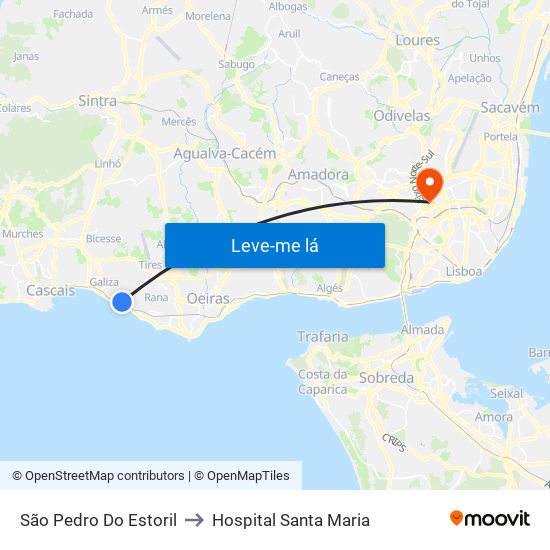 São Pedro Do Estoril to Hospital Santa Maria map