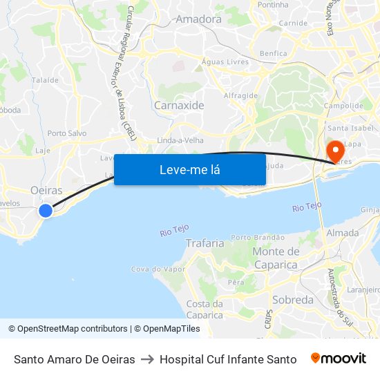 Santo Amaro De Oeiras to Hospital Cuf Infante Santo map