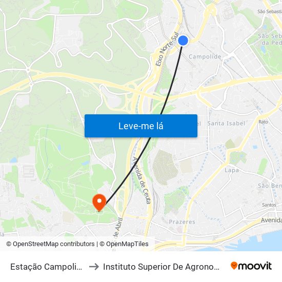 Estação Campolide to Instituto Superior De Agronomia map