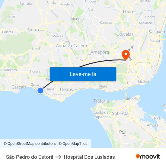 São Pedro Do Estoril to Hospital Dos Lusíadas map