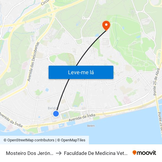 Mosteiro Dos Jerónimos to Faculdade De Medicina Veterinária map