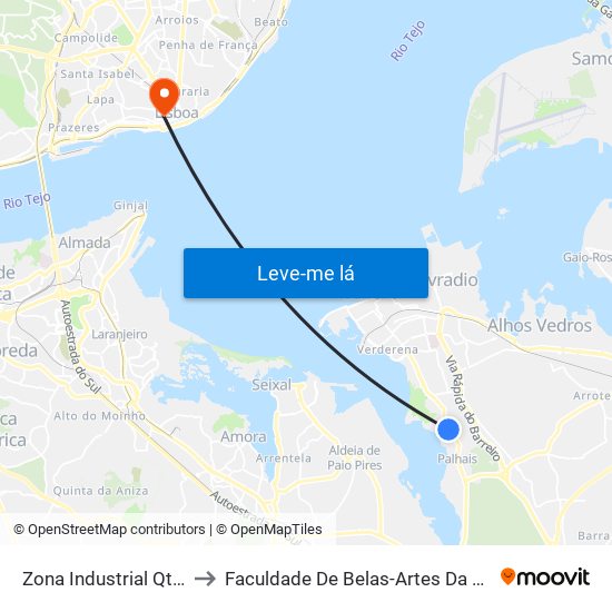Zona Industrial Qt.ª Das Rebelas to Faculdade De Belas-Artes Da Universidade De Lisboa map