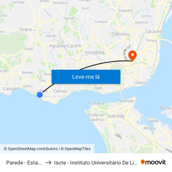 Parede - Estação to Iscte - Instituto Universitário De Lisboa map