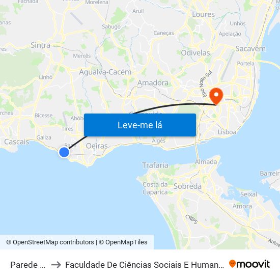 Parede - Estação to Faculdade De Ciências Sociais E Humanas - Universidade Nova De Lisboa map
