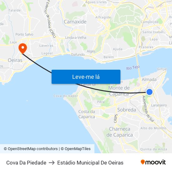Cova Da Piedade to Estádio Municipal De Oeiras map