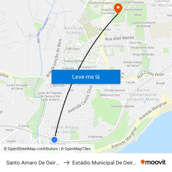 Santo Amaro De Oeiras to Estádio Municipal De Oeiras map