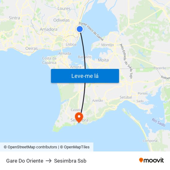 Gare Do Oriente to Sesimbra Ssb map