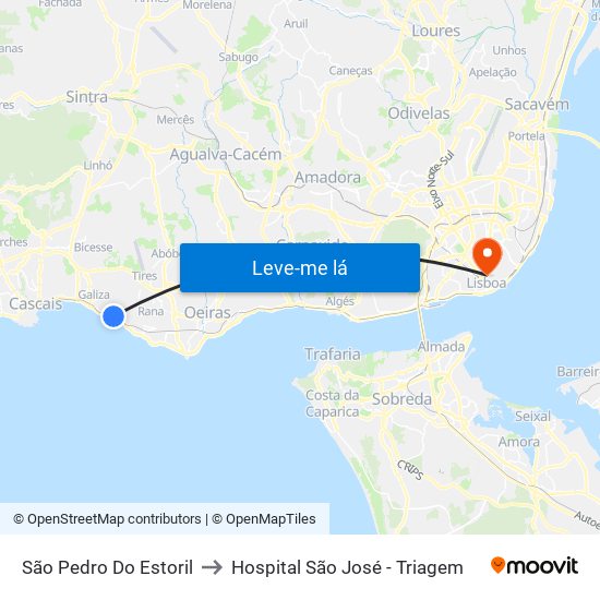 São Pedro Do Estoril to Hospital São José - Triagem map