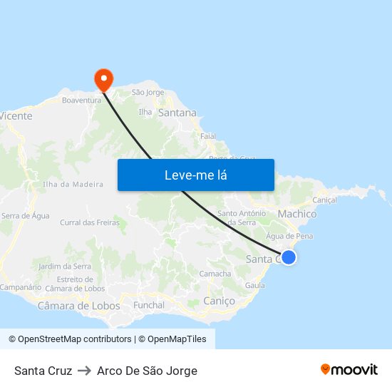 Santa Cruz to Arco De São Jorge map