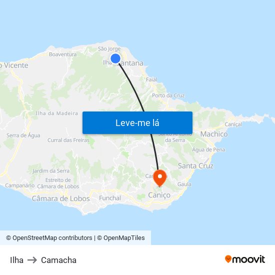 Ilha to Camacha map
