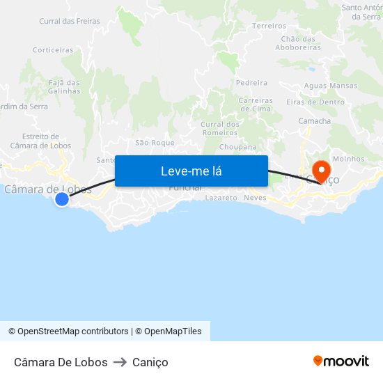 Câmara De Lobos to Caniço map