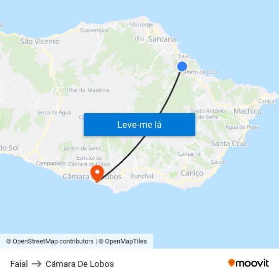 Faial to Câmara De Lobos map