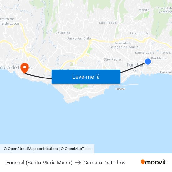 Funchal (Santa Maria Maior) to Câmara De Lobos map