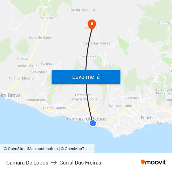 Câmara De Lobos to Curral Das Freiras map