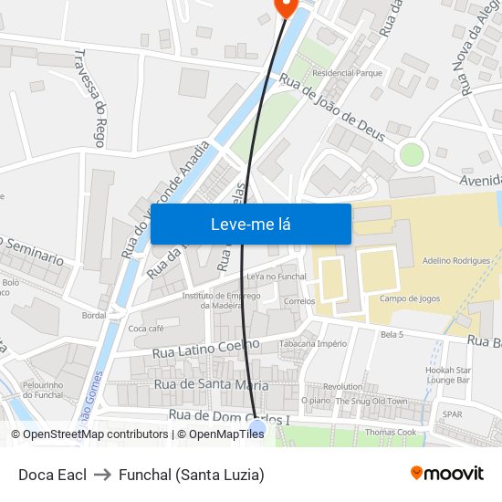 Doca Eacl to Funchal (Santa Luzia) map