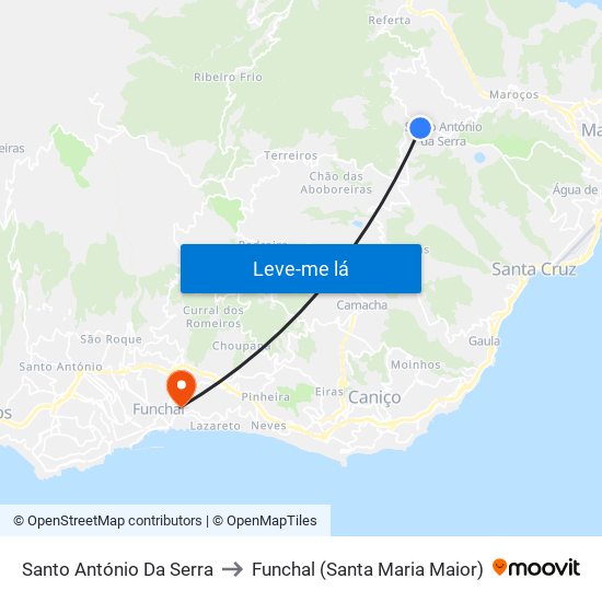 Santo António Da Serra to Funchal (Santa Maria Maior) map