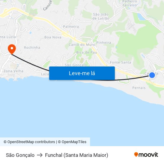 São Gonçalo to Funchal (Santa Maria Maior) map