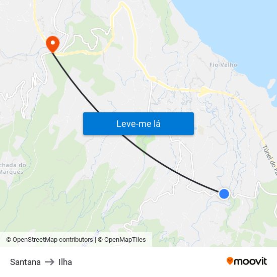 Santana to Ilha map
