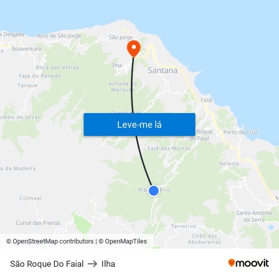 São Roque Do Faial to Ilha map