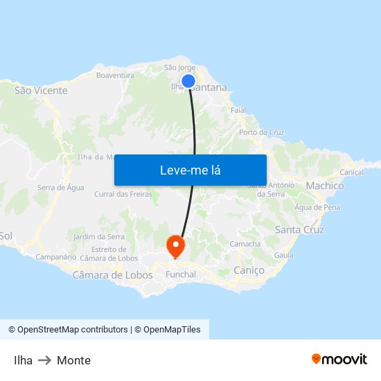 Ilha to Monte map