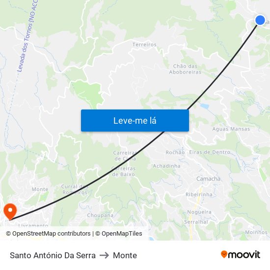 Santo António Da Serra to Monte map