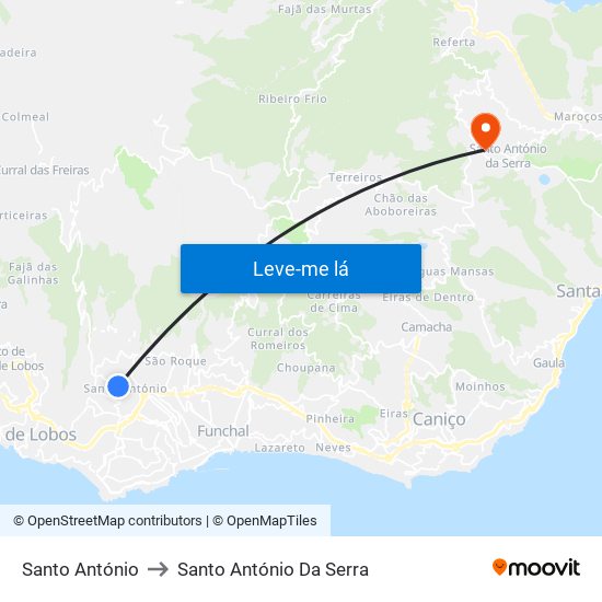 Santo António to Santo António Da Serra map
