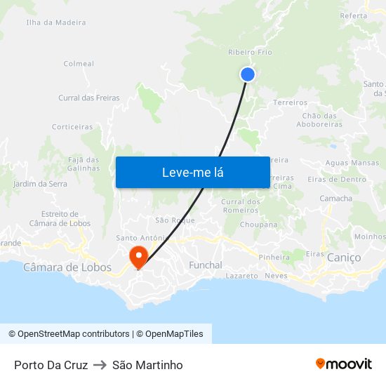 Porto Da Cruz to São Martinho map