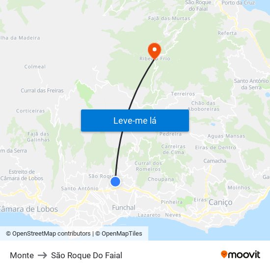 Monte to São Roque Do Faial map