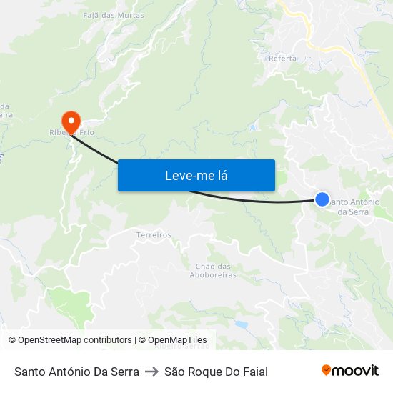 Santo António Da Serra to São Roque Do Faial map