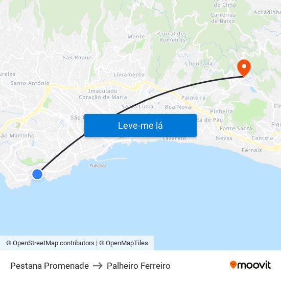 Pestana Promenade to Palheiro Ferreiro map