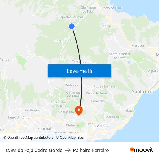 CAM da Fajã Cedro Gordo to Palheiro Ferreiro map